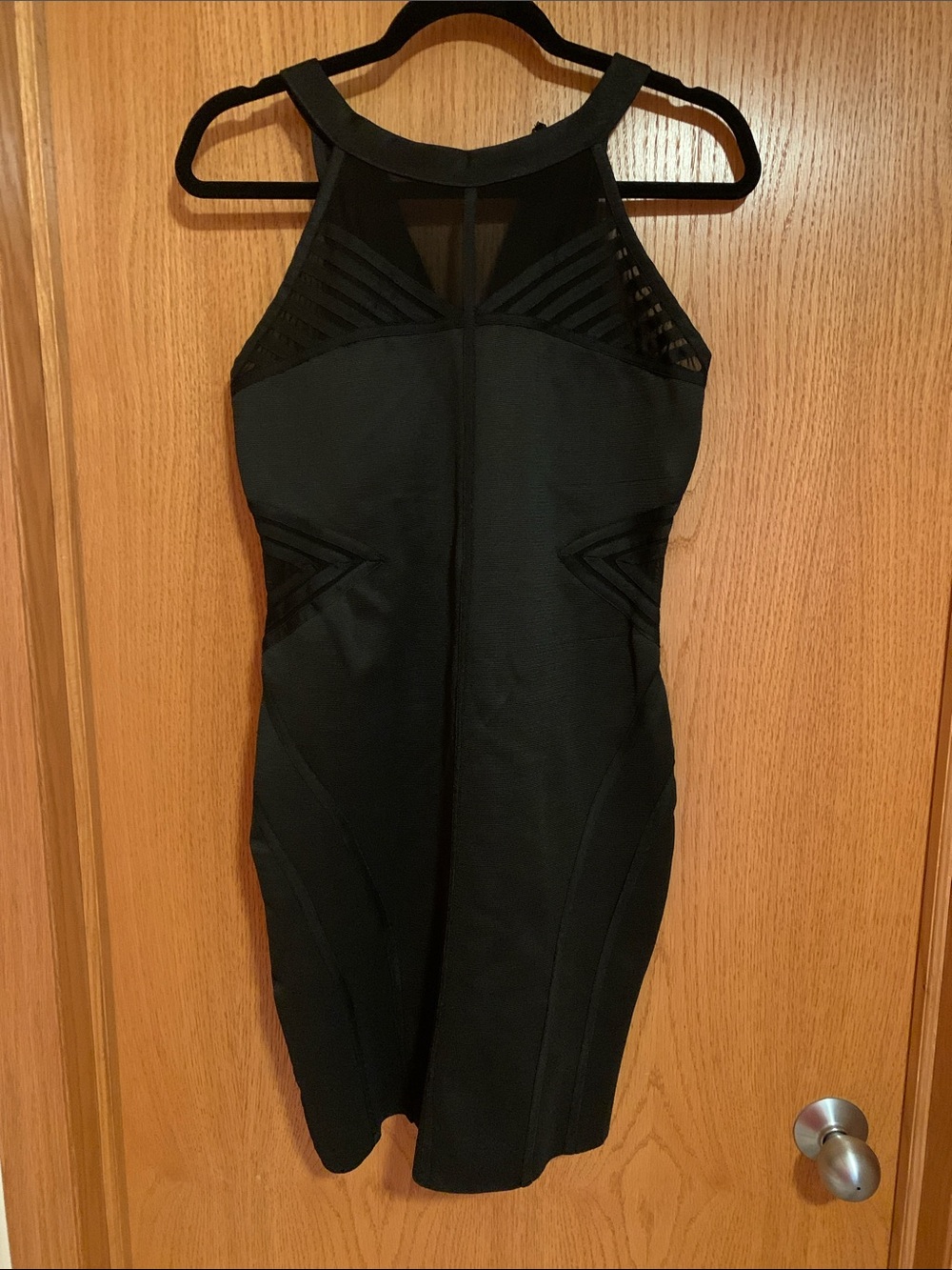 WOW couture Black Mini Dress with Mesh Insets